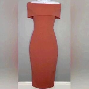 Elegant Off-Shoulder Rust Dress